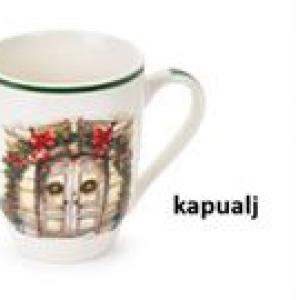 N.S.BGQ251902F Porcelánbögre teatojással skótkockás dobozban, 350ml, Christmas is coming, kapualj
