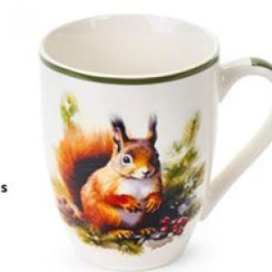 N.S.BGQ252006B Porcelánbögre 350ml, Bosco incantato, mókus