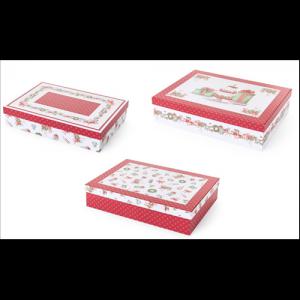 N.S.DOT251802 Kartondobozszett 3 db-os, 38x27,5x9/36x26x8/34x24,5x7cm, Storia di Natale