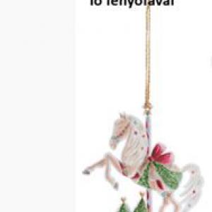 N.S.FNH251601D Körhintaló 12cm, műanyag függődísz, Giostra ló fenyőfával