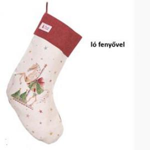 N.S.HTH251616A Textil kandallócsizma 40x20cm, pamut, Giostra, ló fenyővel