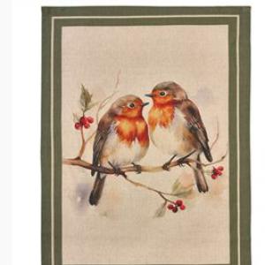 N.S.HTH252006A Konyharuha 50x70cm, pamut, Bosco incantato, madarak