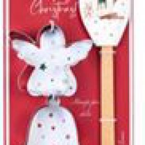 N.S.JHI251902C Ajándékszett:szilikonspatula fanyéllel 32cm és 2db fém sütiformázó 9cm, Christmas is coming II., csészike