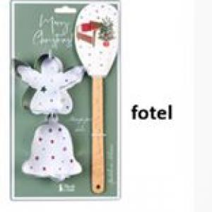 N.S.JHI251902F Ajándékszett:szilikonspatula fanyéllel 32cm és 2db fém sütiformázó 9cm, Christmas is coming II., fotel