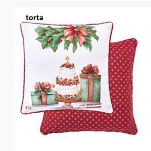 N.S.LEG251811B Párna töltelékkel 40x40cm, pamut, Storia di Natale torta