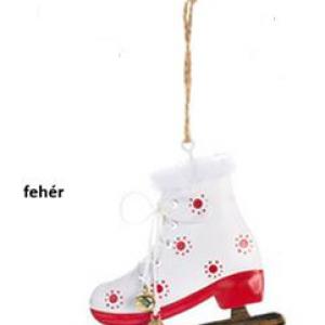 N.S.LWG251609B Korcsolya 10x8,5cm, fém függődísz dekorfigura, fehér