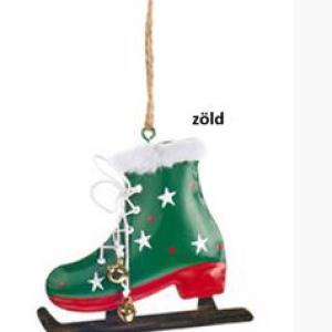 N.S.LWG251609C Korcsolya 10x8,5cm, fém függődísz dekorfigura, zöld