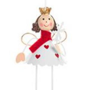 N.S.LWG251613B Királylány 5,5x5,5x12cm, fém-műanyag függődísz dekorfigura, fehér