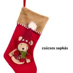 N.S.XAD251606B Textil kandallócsizma 26x8x47cm, csúcsos sapkás macival