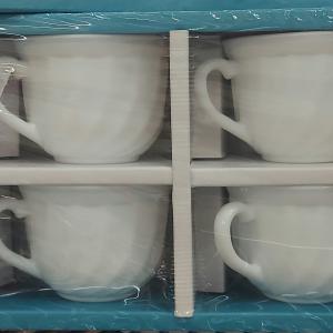 Opal üveg kávés csésze készlet, alátéttel, 15cl, 6db