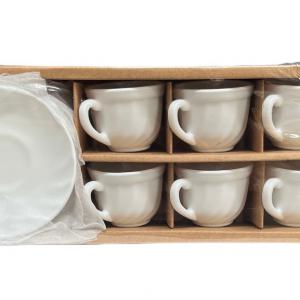 Opal üveg kávés csésze készlet, alátéttel, 18cl, fehér, 6db