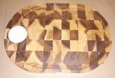 Parawood Fa szervírozódeszka+porcelán tálka, kockás, 28X40X3,5 cm, 210092