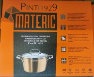 Pintinox Materic bevonatos-indukciós lábos+üvegfedő, rm.nyéllel, 28 cm