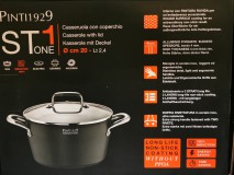 Pintinox ST 1 kőhatású lábos üveg fedővel, 20 cm