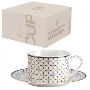 P.M.PM0124CHRL Porcelán teáscsésze+alj 220ml dobozban, Charles