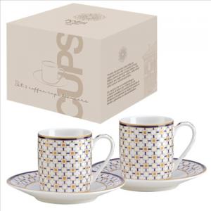 P.M.PM0125CHRL Porcelán eszpresszócsésze+alj 80ml, 2 személyes, dobozban, Charles