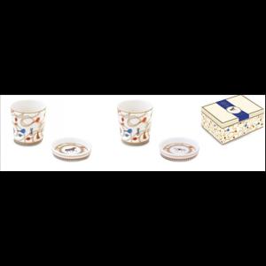 P.M.PM0321CHEV Porcelán eszpresszópohár 90ml alátéttel, 2 személyes szett dobozban, Cheval