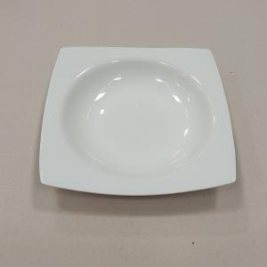 Porcelán szögletes mély tányér, fehér, 23cm, BNMR