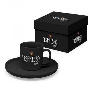 PPD.604614 Porcelán eszpresszócsésze+alj 0,1L, 1 személyes dobozban,Espresso Lover black