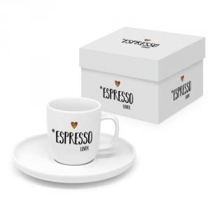 PPD.604615 Porcelán eszpresszócsésze+alj 0,1L, 1 személyes dobozban,Espresso Lover