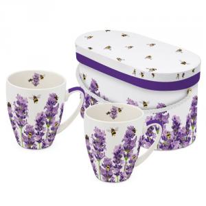 PPD.604683 Porcelánbögre 0,35L dobozban 2db-os, Bees & Lavender, levendula mintás