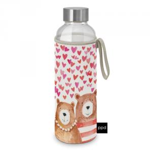 PPD.604791 Üvegflaska borosilicate üveg, neoprén védőhuzattal, 550ml, Love Bears