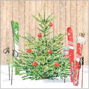 PPD.C333001339 Christmas Skiing papírszalvéta 33x33cm, 20 db-os