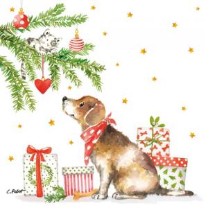 PPD.C3334132 Christmas Dog papírszalvéta 33x33cm, 20db-os