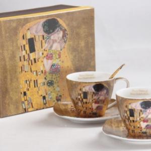 P.P.W6A60-11499 Porceláncsésze+alj kanállal 250ml,2 személyes, Klimt:The Kiss