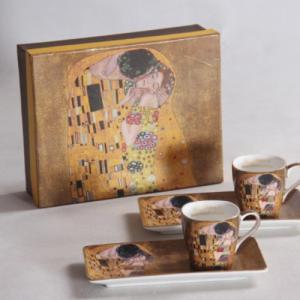 P.P.W6A63-11529 Porceláncsésze oldaltálcával 50ml, 2 személyes, Klimt:The Kiss