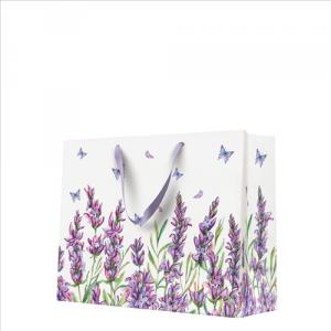 P.W.AGB1027006 Lavender Butterfly papír ajándéktáska horizontal 33,5x26,5x13cm, levendula mintás