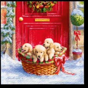 P.W.SDL236100 Christmas Puppies papírszalvéta 33x33cm,20db-os