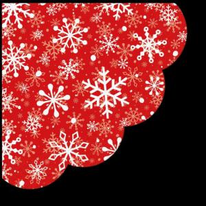 P.W.SDR230633 Christrmas Snowflakes light red papírszalvéta dia 32cm,12db-os