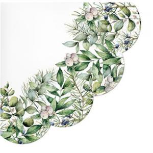 P.W.SDR232600 Winter Greenery rondo papírszalvéta 32cm,12db-os