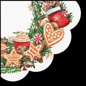 P.W.SDR238500 Gingerbread Wreath papírszalvéta 32cm, 12 db-os