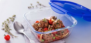 Pyrex Cook Go; szögletes üvegtál, műanyag tető, 21X21X8 cm, 1,9 liter, 203210