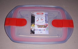 Pyrex Cook Heat; szögletes sütőtál, műanyag tető, 1,2 liter, 23X15X7 cm, 203222