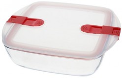 Pyrex Cook Heat; szögletes sütőtál, műanyag tető, 25X22X7 cm, 2,2 liter, 203225