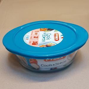 PYREX COOK STORE kerek üveg sütőtál, műanyag tető, 20 cm, 1,1 liter, 203055