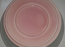 QUALITY CERAMIC LUXE kerámia étkészlet, 18 részes tányérkészlet, rózsaszín-szürke, 211162