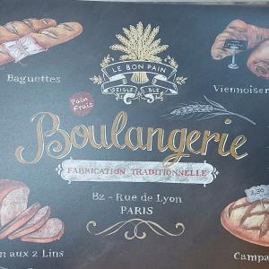 R2S műanyag reggeliző alátét, fekete, Boulangerie, 45X30 cm ART D350TABO