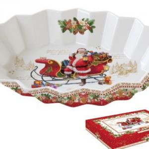R2S.1048CHME Porcelán ováltálca 25x17x4,5cm, dobozban, Christmas Memories