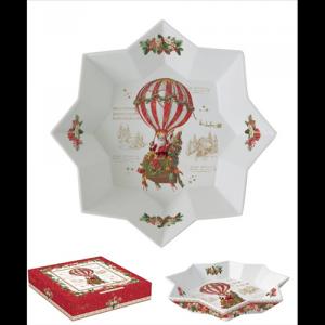 R2S.1049CHAB Porcelán csillagtál 25x4,5cm, dobozban, Christmas Memories