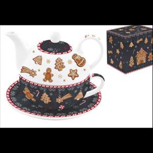 R2S.104GING Porcelán egyszemélyes teáskészlet 350ml,+350ml, dobozban, Gingerbread