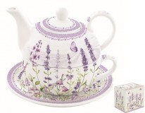 R2S.104LAVF Porcelán egyszemélyes teáskészlet 350ml+350ml,dobozban,Lavender Field, levendula mintás