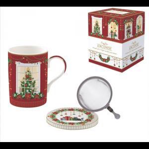 R2S.105FEAV Porcelán szűrősbögre tetővel, 350ml, dobozban, Festive Avenue, Atmosphere