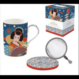 R2S.105TOKY Porcelán szűrősbögre tetővel, 350ml, dobozban, Tokyo, Atmosphere