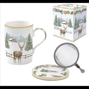 R2S.105WHIF Porcelán szűrősbögre tetővel, 350ml, dobozban, White Forest