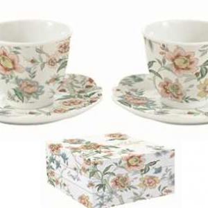R2S.1070ZENW Porcelán teáscsésze+alj 2 személyes, 225ml, dobozban, Zen Garden White