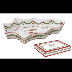 R2S.1095MNOE Porcelán fenyőtál 21,5x28,5cm, dobozban, Magie de Noel